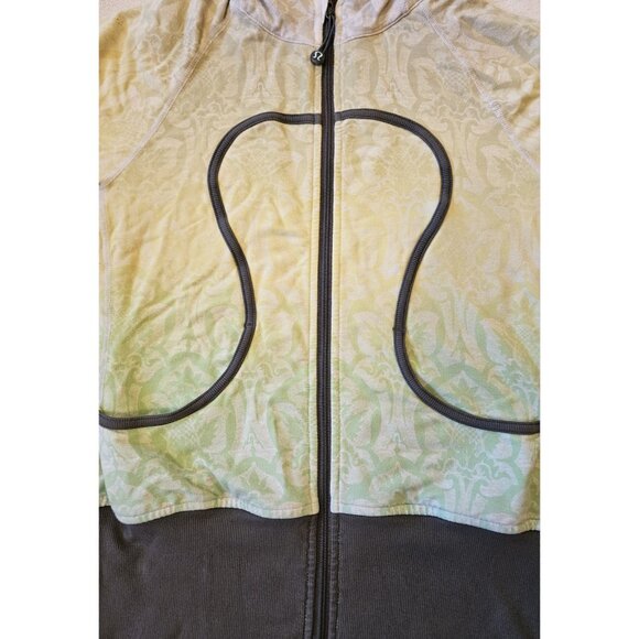 Lululemon Jacket Adult 4 Yellow-green Ombre With Gray Trim Scuba Hoodie Womens - Picture 3 of 15